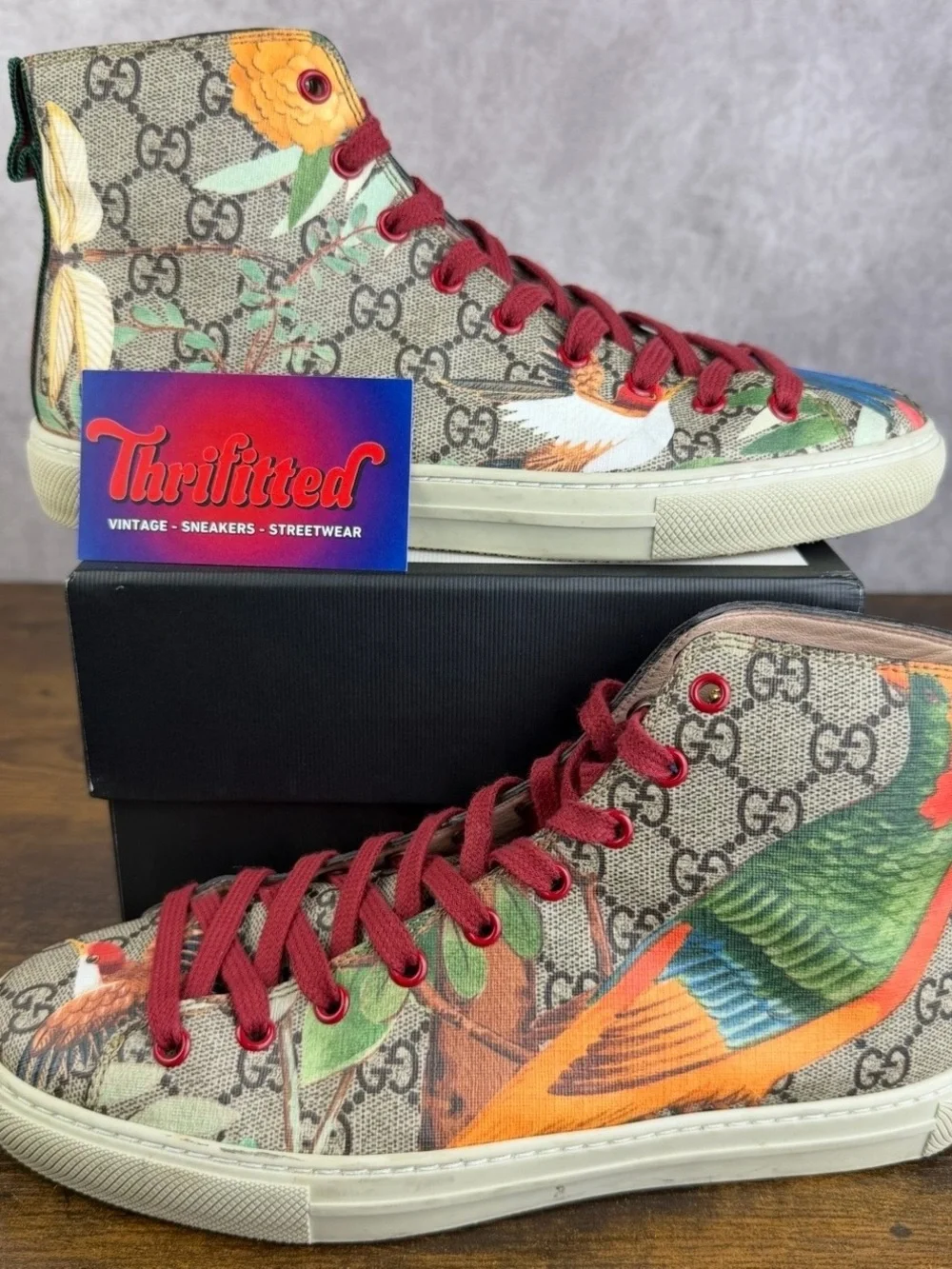 Gucci GG Supreme Canvas Tian Print High Top Size 5 UK / 5.5 US Designer Shoes OG